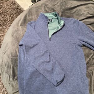 J. Crew Heathered Blue and Green Quarter-Zip Sweater